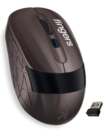 FINGERS AeroGrip Wireless Mouse with 2.4 GHz (Compatible with Windows, Mac & Linux | Ambidextrous) USB Receiver