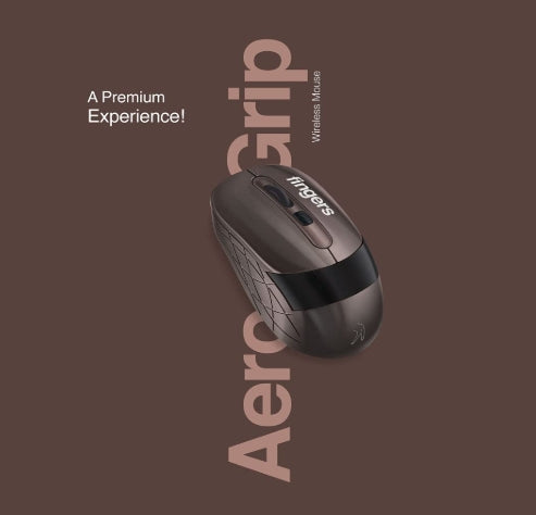 FINGERS AeroGrip Wireless Mouse with 2.4 GHz (Compatible with Windows, Mac & Linux | Ambidextrous) USB Receiver