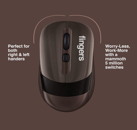FINGERS AeroGrip Wireless Mouse with 2.4 GHz (Compatible with Windows, Mac & Linux | Ambidextrous) USB Receiver