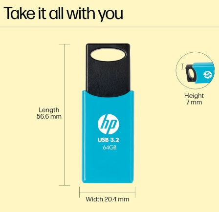 HP 712 w 64 GB USB 3.2 Flash Drive- Blue
