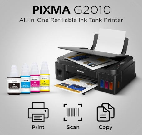Canon PIXMA MegaTank G2010 All-in-One Ink Tank Colour Printer With Print, Scan & Copy