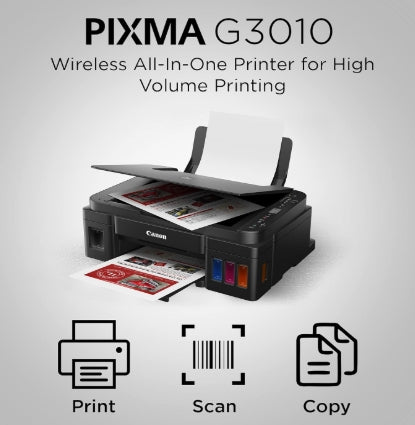 Canon PIXMA MegaTank G3010 All-in-One Ink Tank Color Printer with Wi-FI, Print , Scan & Copy