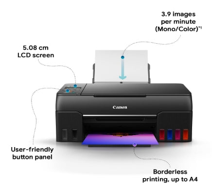 Canon PIXMA MegaTank G670 6 Colour, Print, Scan, Copy,Wi-fi High Volume Printing Photo Printer, User Replaceable Print Heads & Maintenance Cartridge