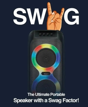 FINGERS Swag5 Bluetooth Portable Speaker (with RGB Lights, 10 W Deep Bass, FM, USB, MicroSD, AUX, Mic in (6.35 mm), Provisional Slot for Wired/Wireless Mic, Multi-Point Technology)