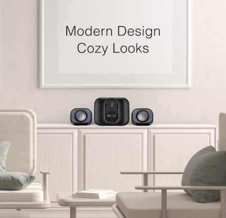 FINGERS Stereo Beats 2.1 Channel Multimedia Wired Speaker (USB Powered with 3.5 mm Stereo Input | Powerful 11 Watts | for Computer PCs & Laptops) - Rich Black