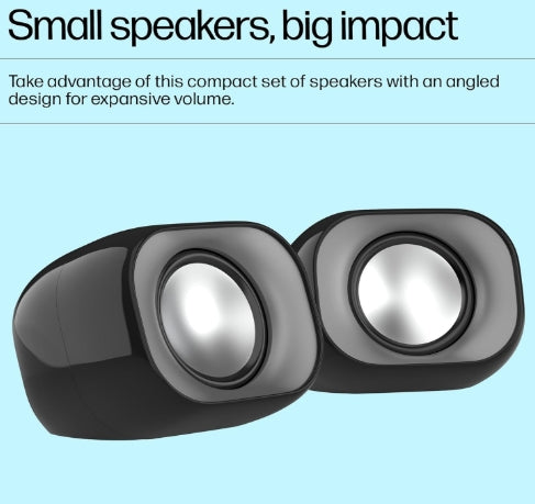 HP DHS-2111 Wired Speaker, 2-Channel Surround Sound, 3.5mm aux connectivity, PC and Phone Compatible, Easy Volume Controls, 1-Year Warranty, Black,