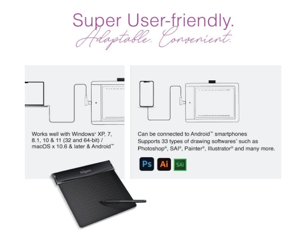FINGERS ArtisticSoul 504 Digital Drawing Graphics Pen Tablet, Black, 5.5-inch x 4-inch