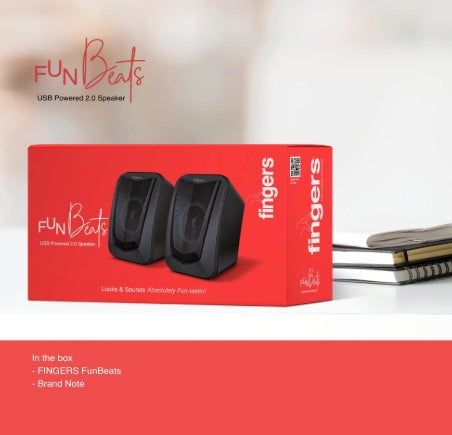FINGERS FunBeats USB Multimedia Speaker (6 W 2.0 Channel | Volume Controller | Powerful Bass | Black Standard