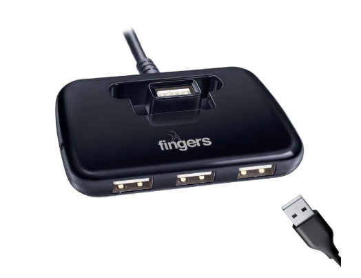 FINGERS Quadrant U2.0 4-Port USB Hub - Black