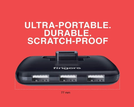 FINGERS Quadrant U2.0 4-Port USB Hub - Black