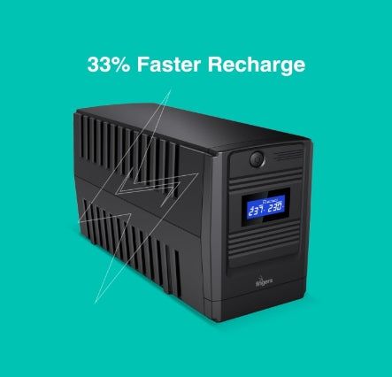 FINGERS FR-1250LCD Line Interactive UPS (High Power Capacity 1200 VA / 720 W, 33% Faster Recharge, Multi-Function Real-time LCD Display)