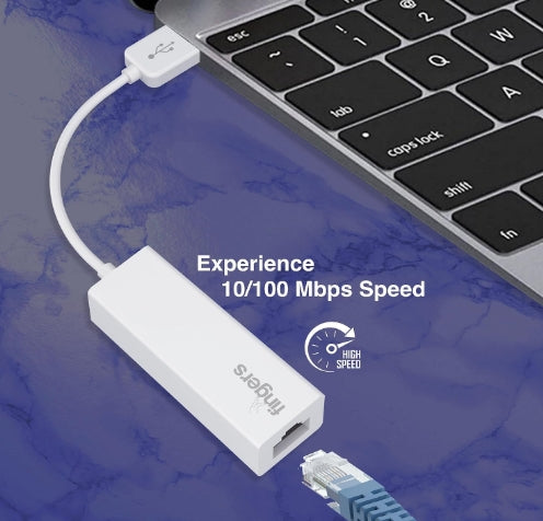 FINGERS SwiftConnect USB To Lan Fast Ethernet Adapter - 10/100 Mbps Speed Data Transfer, Hot Swap Plug-n-Play, Portable