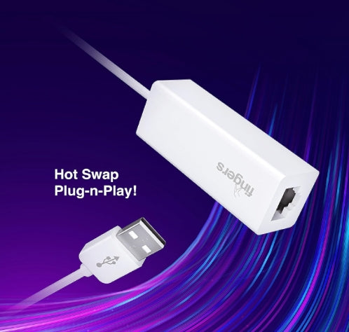 FINGERS SwiftConnect USB To Lan Fast Ethernet Adapter - 10/100 Mbps Speed Data Transfer, Hot Swap Plug-n-Play, Portable