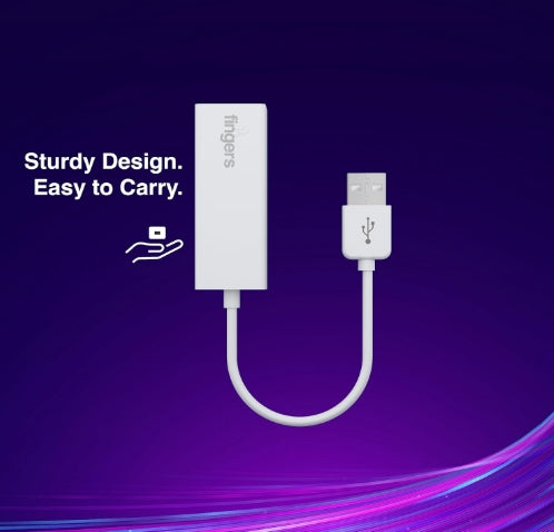 FINGERS SwiftConnect USB To Lan Fast Ethernet Adapter - 10/100 Mbps Speed Data Transfer, Hot Swap Plug-n-Play, Portable
