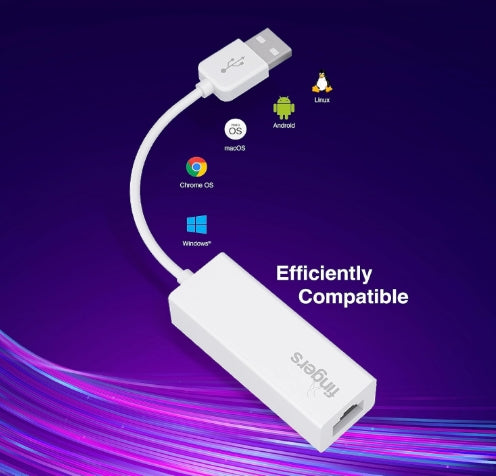 FINGERS SwiftConnect USB To Lan Fast Ethernet Adapter - 10/100 Mbps Speed Data Transfer, Hot Swap Plug-n-Play, Portable