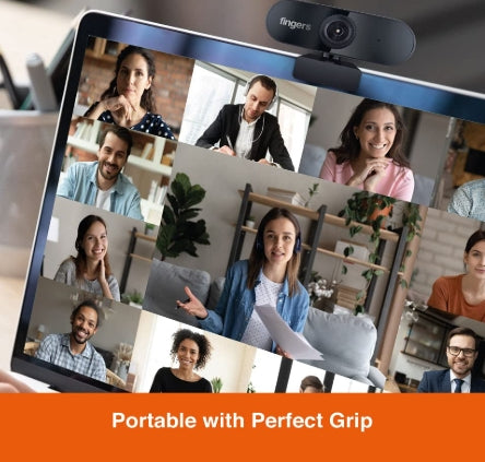FINGERS 720 Hi-Res Webcam with 720p Wide Angle Lens and Built-in Mic for PC Desktops and Laptops - HD Video Calling & Recording with up to 1280 x 720 Pixels