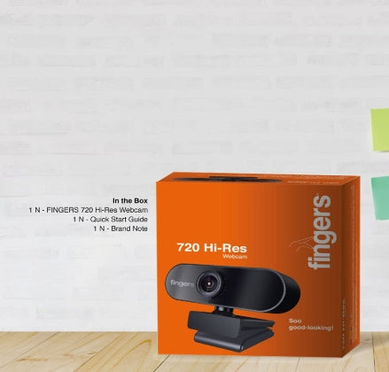 FINGERS 720 Hi-Res Webcam with 720p Wide Angle Lens and Built-in Mic for PC Desktops and Laptops - HD Video Calling & Recording with up to 1280 x 720 Pixels