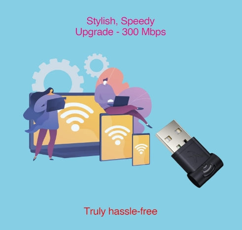 FINGERS FWF300 Wi-Fi Adapter, Wifi Dongle (Nano-Sized | High Speed and Wi-Fi Compatible with Windows, Linux, and Mac | Speed up to 300 Mbps)