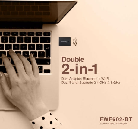 FINGERS FWF602-BT Dual Band USB Wifi Adapter, Wifi Dongle (Dual Band - Supports 2.4 GHz & 5 GHz, Dual Connectivity Bluetooth & Wi-Fi, Windows & Linux (Intel Platform) Compatible, Simple Plug-n-Play)