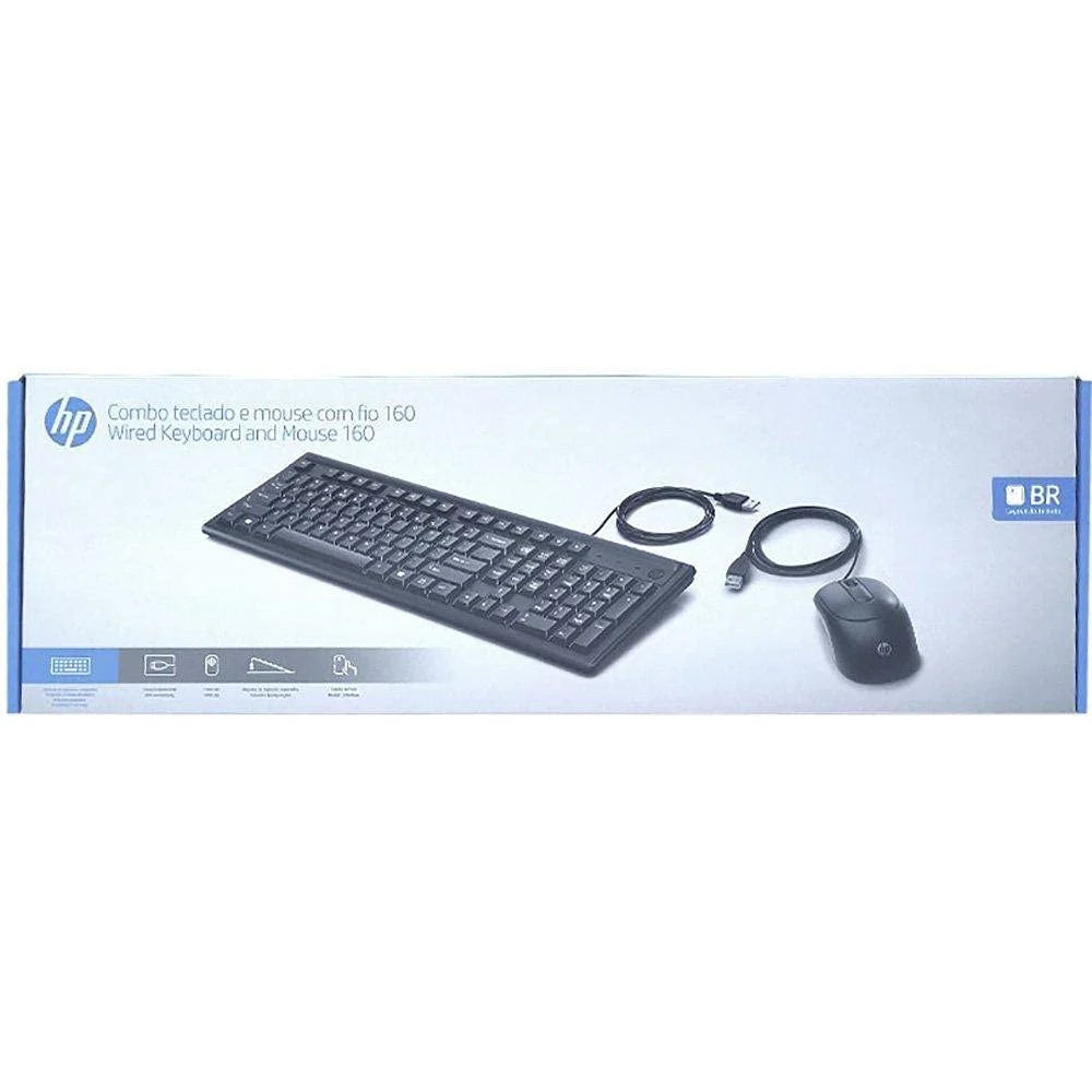 HP KM160 Wired Mouse and Keyboard with Multi-device Keyboard Compatible with Desktop, Laptop, Mac  (Black)