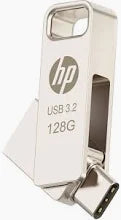 HP 128GB with Type C OTG Connecter 128 GB Pen Drive Compatible with Audio Player, Desktop Computer, Laptop, Mobile, Tablet USB 2.0 Metal Case  (Silver)