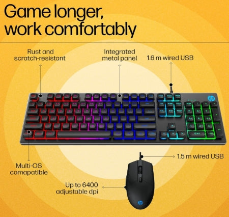HP KM300F Gaming Keyboard and Mouse Combo Set Designed for Gaming  (Black)