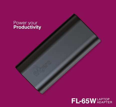 FINGERS FL-65W Laptop Power Adapter with 65 W Fast Charging (for Lenovo Laptops with DC USB Pin)