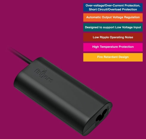 FINGERS FL-65W Laptop Power Adapter with 65 W Fast Charging (for Lenovo Laptops with DC USB Pin)