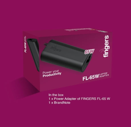 FINGERS FL-65W Laptop Adapter For Dell & HP Compaq DC PIN 4.5 x3.0 mm 65 W Adapter with Power Cord Included